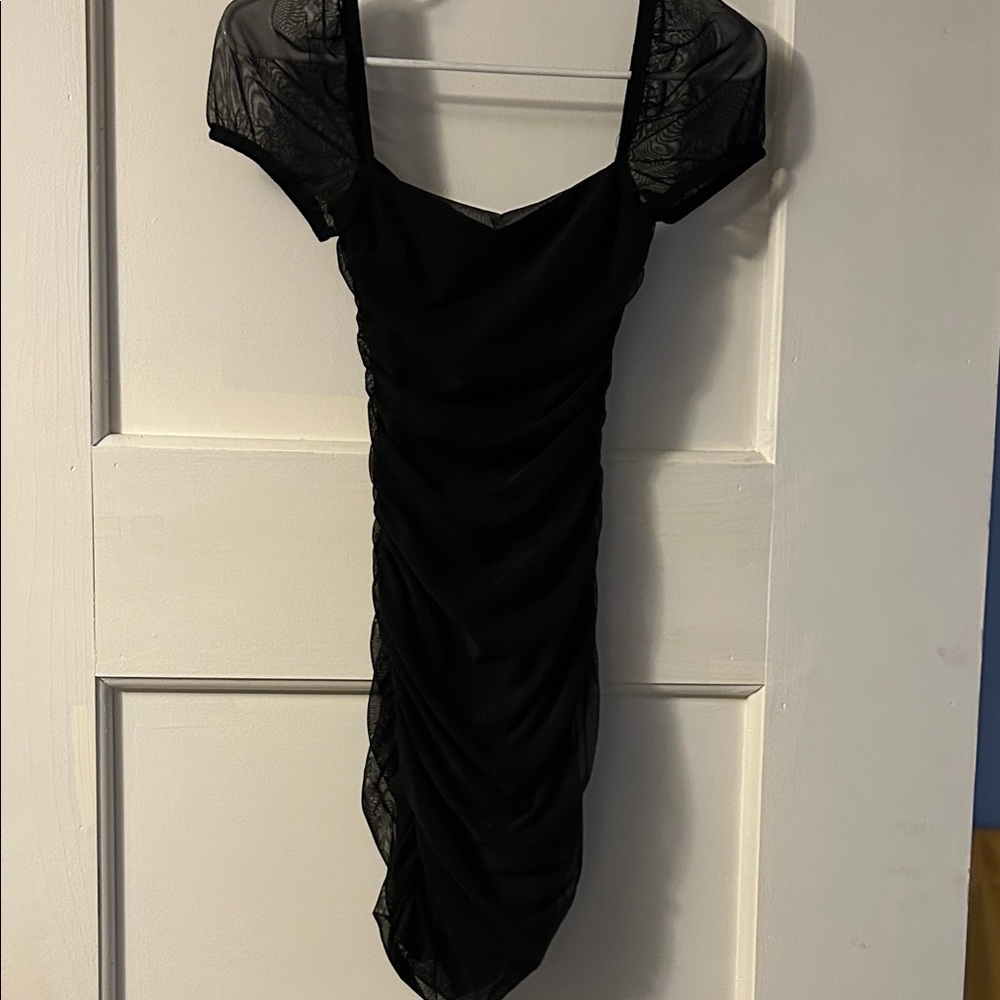 Princess Polly Elegant Black Ruched Mini Dress